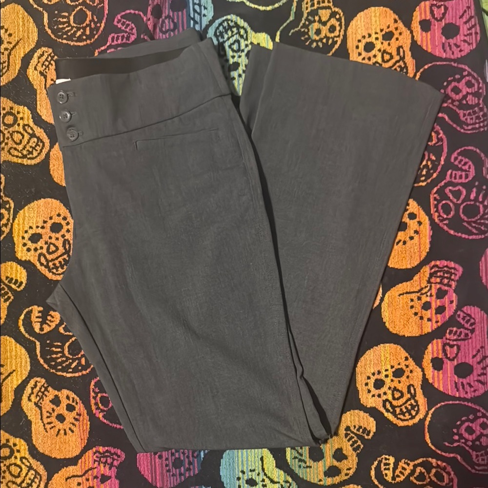 Chic Gray Trousers with Button Accents